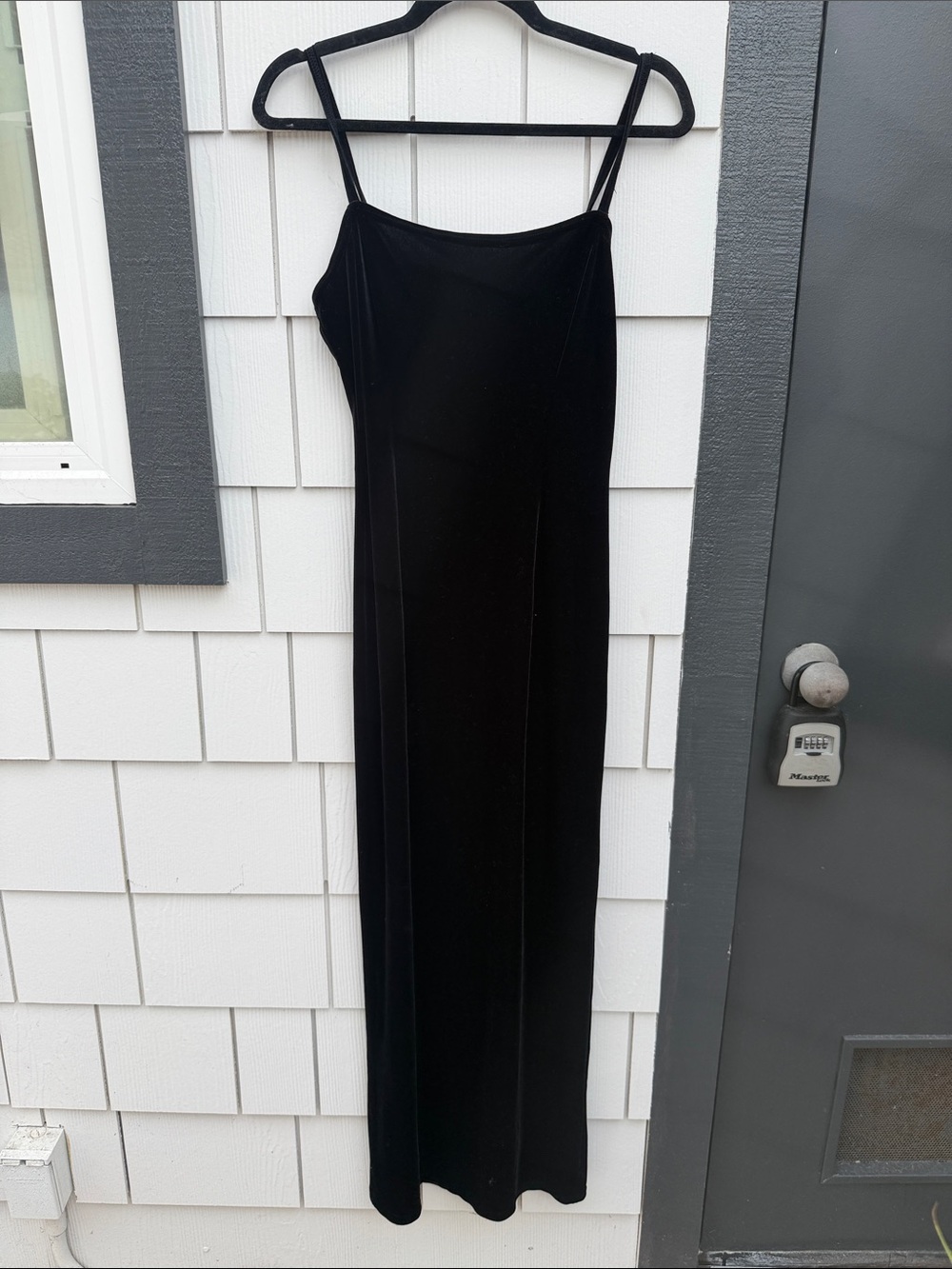 Helena Black Velvet Maxi Slip Dress